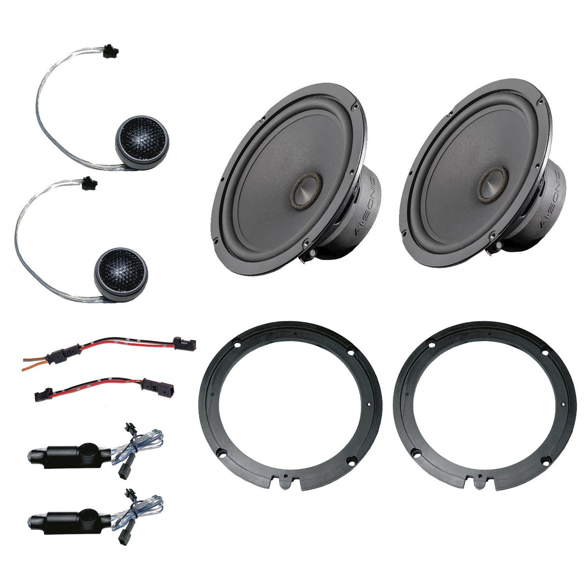 De Ai-Sonic S1-MB Sprinter-set voor de Mercedes Sprinter bestaat uit 2 luidsprekers, 2 tweeters, aansluitkabels en bevestigingsbeugels.
