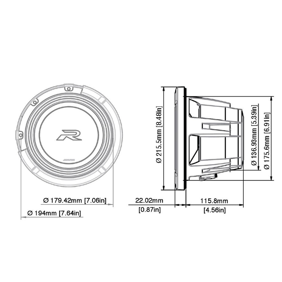 Alpine-R2-W8D2/D4-8" (20cm) Subwoofer-masori-kaufen