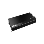 Un amplificatore audio per auto Audiocontrol EPIC2000 nero con un design elegante e rettangolare e prese daria, fotografato su uno sfondo bianco.