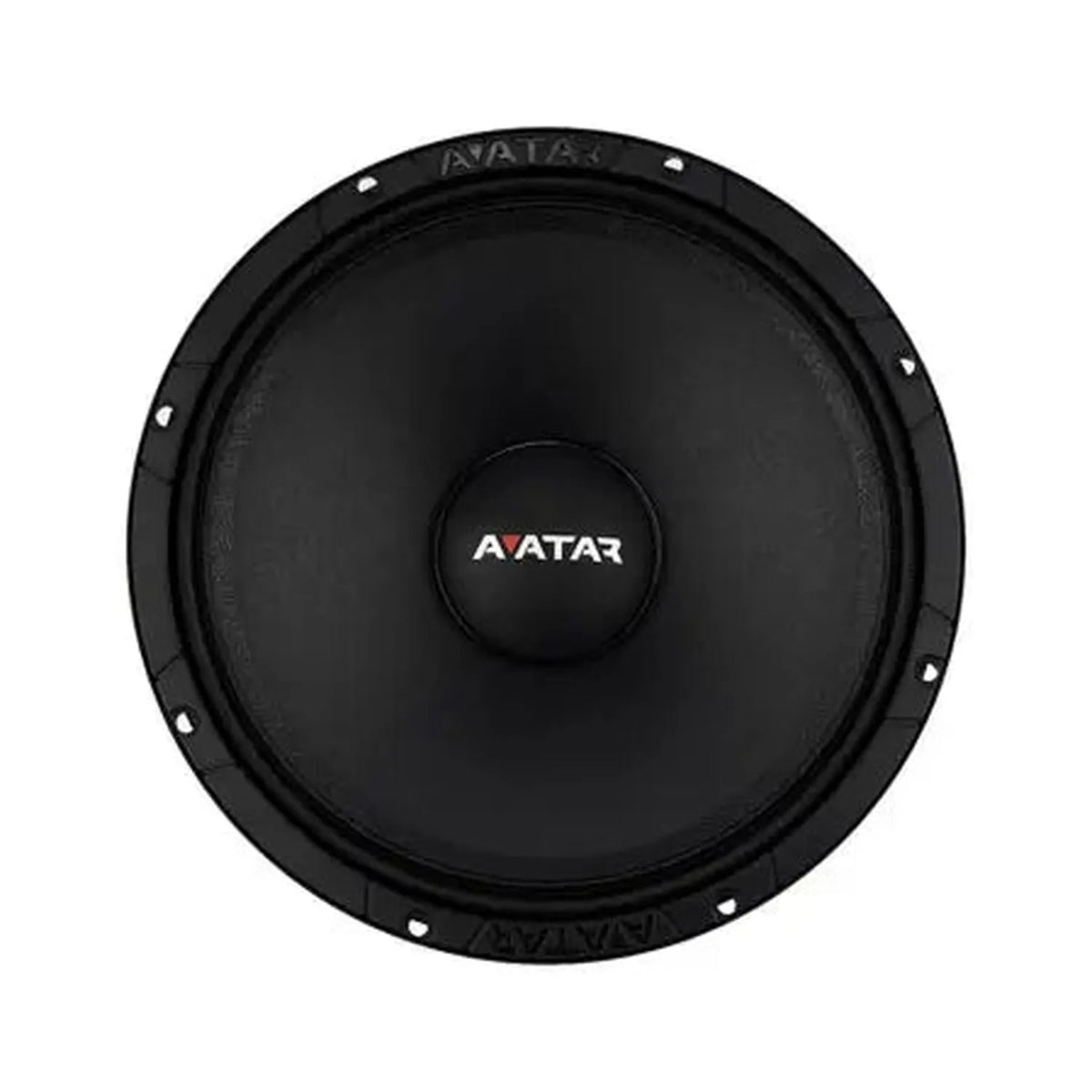 LAvatar Doomsday 67, un diffusore nero di forma rotonda con il logo al centro e un woofer da 6,5 pollici, è qui raffigurato dallalto su uno sfondo bianco: lideale per ottenere il massimo livello di pressione sonora.