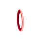 A thin, red DD Audio LED RGB Light Ring 6.5″ is shown upright against a plain white background.