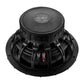 LApocalypse DB-SA 252 de Deaf Bonce est un subwoofer noir de 12 pouces avec un cadre rond, des bornes de câblage visibles et un marquage sur le dessus, vu de biais.