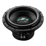 Le Deaf Bonce Apocalypse DB-SA 252 est un subwoofer 12 noir avec des accents verts, le texte APOCALYPSE, un cadre durable, et délivre une puissance de 1000W RMS.