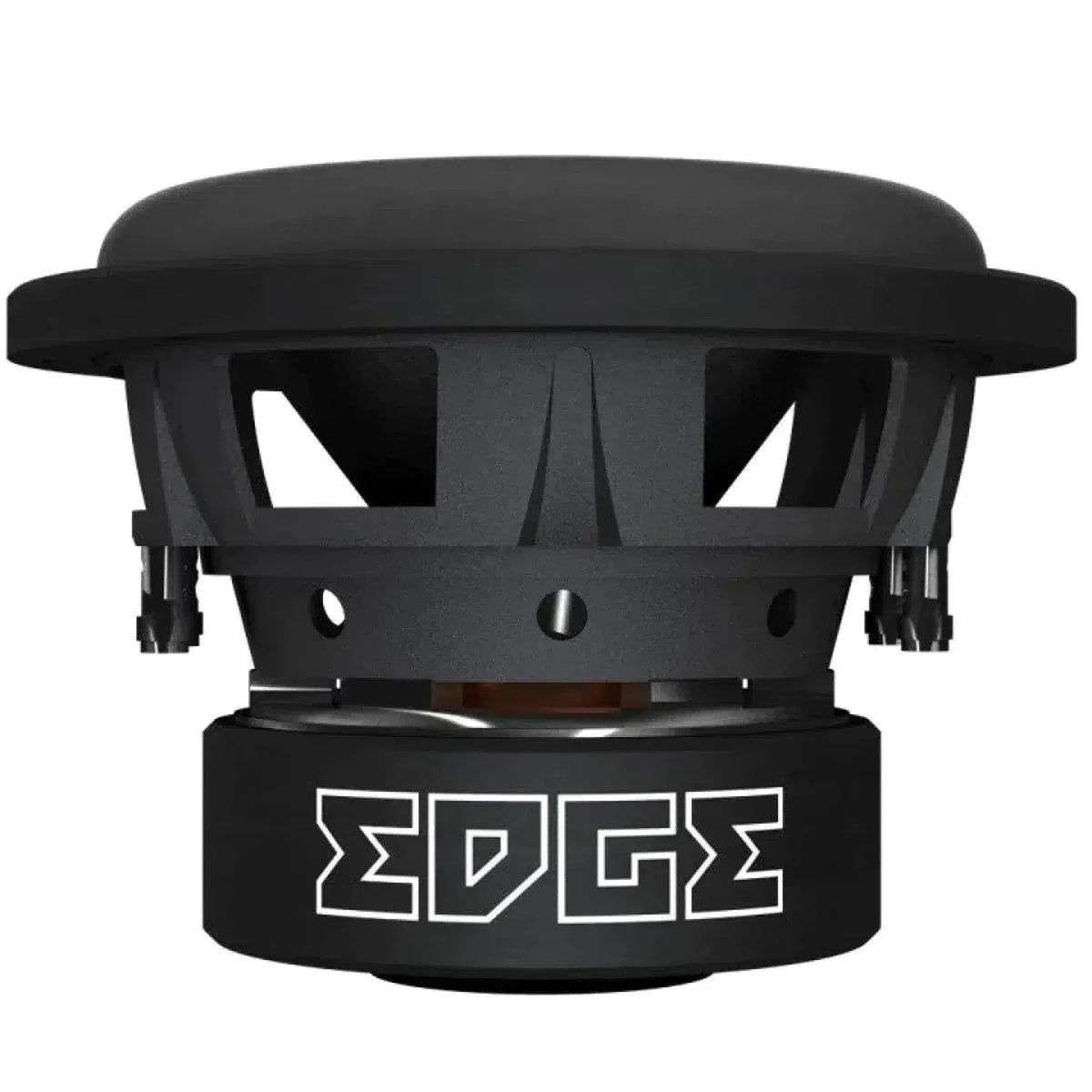 Subwoofer Edge Street EDS15D2-E0 da 15 con bordo in gomma spessa, cassa Bassreflex-Lowbass, potenza di 3200 W, logo Edge, raffigurato su sfondo bianco.