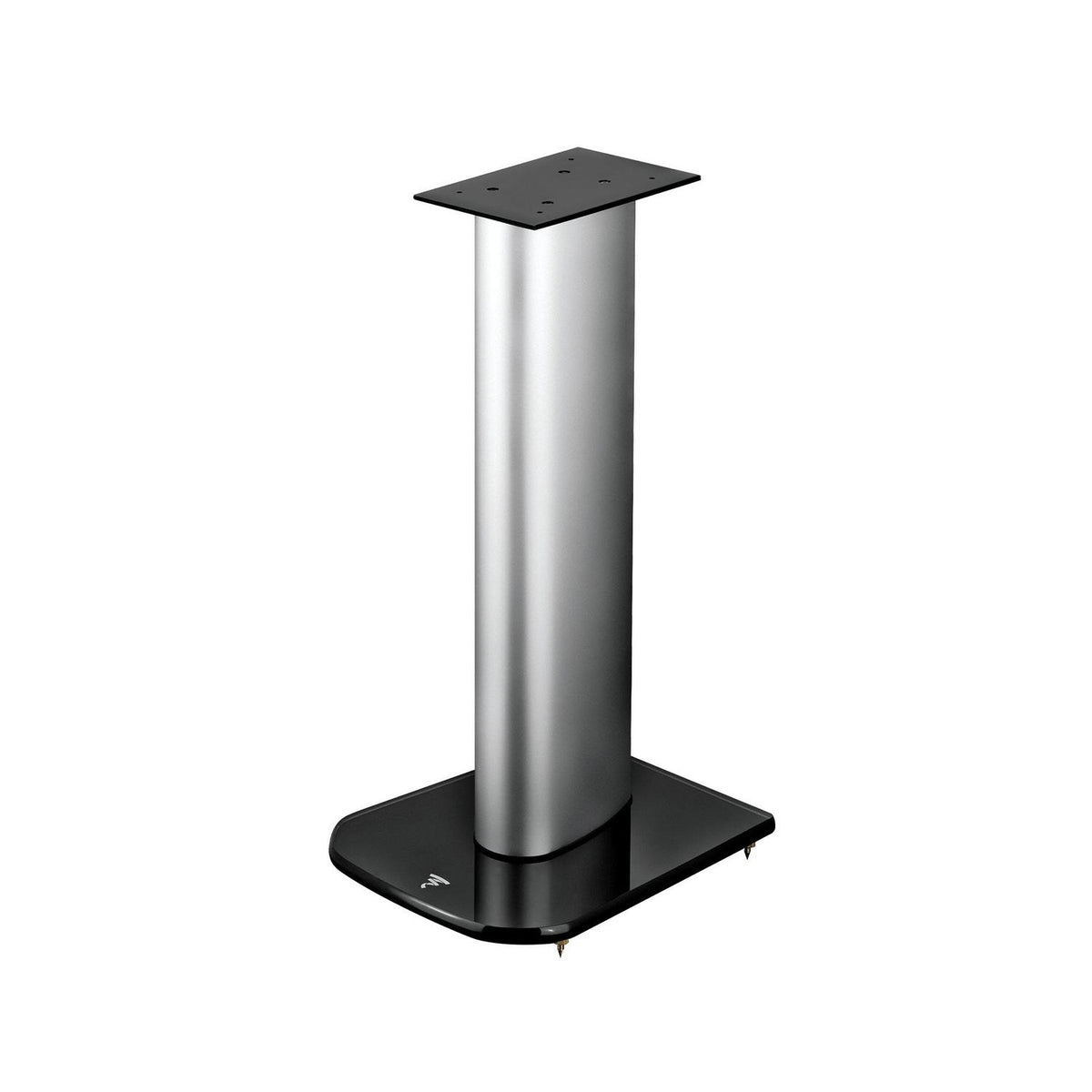 Le Focal ARIA S 900 est un pied denceinte métallique avec une plaque supérieure rectangulaire, une colonne cylindrique et une base noire, idéal pour les enceintes Aria.