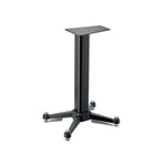 The Focal Kanta N°1 Stativ is a black metal pedestal table base with a rectangular mounting plate and four legs, each ending in an adjustable foot.