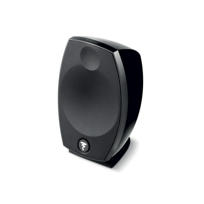 A black, oval Focal Sib Evo speaker with a mesh grille and small logo at the bottom, shown on a plain white background.