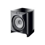 Le subwoofer Focal SW1000, doté dun affichage numérique et dun large cône frontal, offre des basses profondes et une qualité sonore impressionnante sur fond blanc.