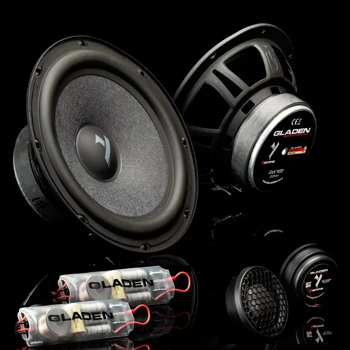 De Gladen Gamma 165.2 AC 2-weg luidsprekerset met subwoofers, tweeters en crossovers – de beste keuze voor een upgrade van je autoluidsprekers.