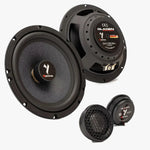 Two large Gladen Gamma 165.2 Slim speakers, a smaller round speaker, and a mesh-covered tweeter are shown on a white background.