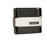 Lamplificatore Gladen Mosconi Pro 4|10-AAB EVO a 4 canali, nei colori nero e argento, con fori di ventilazione e logo ben visibile, è ideale per gli impianti audio per auto.