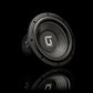 Gladen Sigma SSWX10 zwarte 10-inch subwoofer met gestructureerd membraan, hier schuin afgebeeld op glanzend zwart – ideaal voor liefhebbers van car-audio.