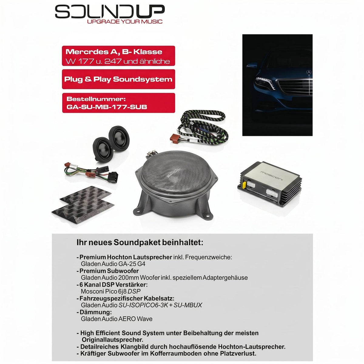 Gladen-Sound Up MB 177 Sub-Mercedes-Komplettset-masori-kaufen