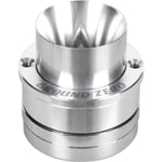 The Ground Zero Competition GZCT 0500X is a polished metal car audio Horn-Hochtöner with a flared cone, mounting holes, and GROUND ZERO engraving.