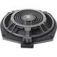 The Ground Zero GZCS 200BMW-SW4 is a round black BMW subwoofer with a hexagonal frame, foam edges, and a visible coil for precise bass.