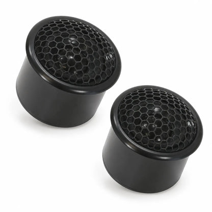 Two black round 40 mm Ground Zero Plutonium GZPF 40SQ tweeter speakers with honeycomb mesh covers, shown on a white background.