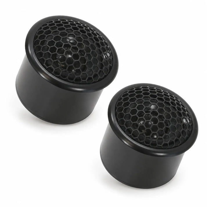 Two black round 40 mm Ground Zero Plutonium GZPF 40SQ tweeter speakers with honeycomb mesh covers, shown on a white background.