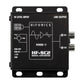 El Hifonics HF-SC2 / ISO es un convertidor negro de 2 canales alto-bajo con entradas/salidas etiquetadas, indicador de alimentación, diagramas y salidas de línea CH1/CH2 RCA.