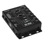 De Hifonics HF-SC6 is een 6-kanaals signaalomzetter met ingangs-/uitgangspoorten en gelabelde bedieningselementen, perfect voor audio-installaties.