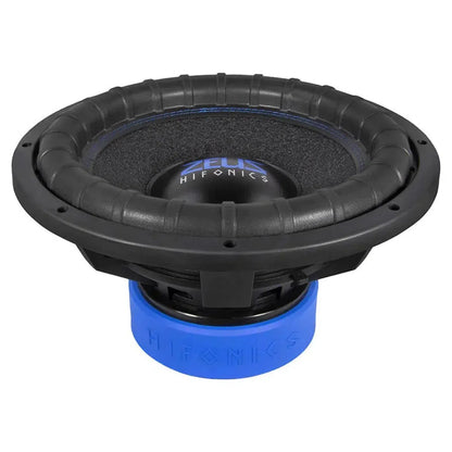 LHifonics Zeus ZRX15D2 è un subwoofer a 15 zolle di colore nero e blu con un design robusto, un magnete Doppel e un logo in grassetto sul cono.
