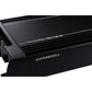 Gros plan sur un amplificateur à 1 canal Kicker Warhorse Series 49WXA36001 de couleur noire, au design épuré et strié, dune puissance de 3 600 watts RMS.