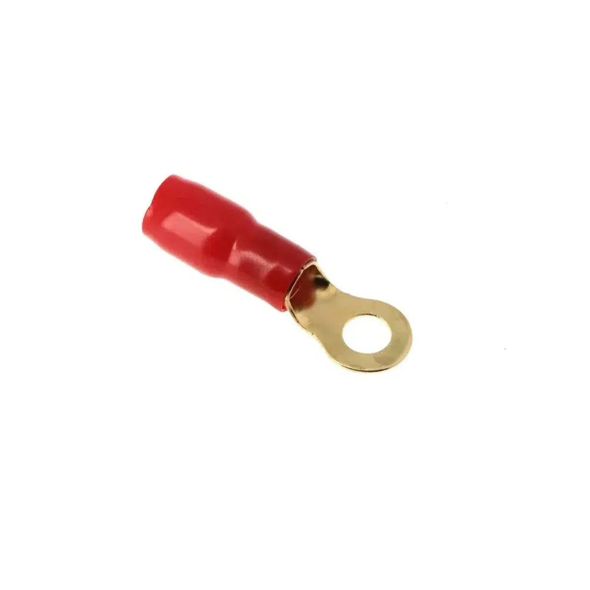 El Masori 10mm²-50mm² Ring Schwarz/Rot es un conector de terminal de anillo rojo con anillo metálico y cubierta de plástico, que se muestra aislado sobre fondo blanco.