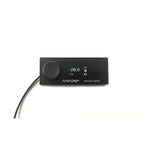 The miniDSP CDSP OLED Remote in black features a display showing -26.0, a left-side knob, and a connected cable—ideal for your CDSP Plattform setup.