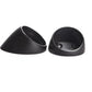 Two black angled cylindrical plastic mounting bases for Morel MT300, with open tops and screw holes, shown on a white background.
