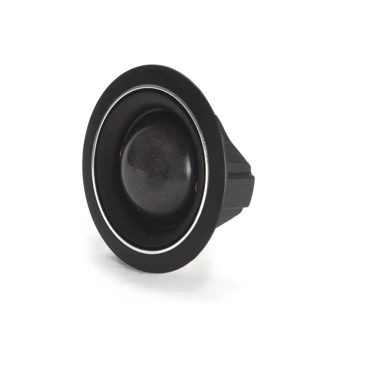 El Morel MT450 es un altavoz redondo negro con un centro de cúpula Acuflex de 28 mm y borde plano, que se muestra sobre un fondo blanco.