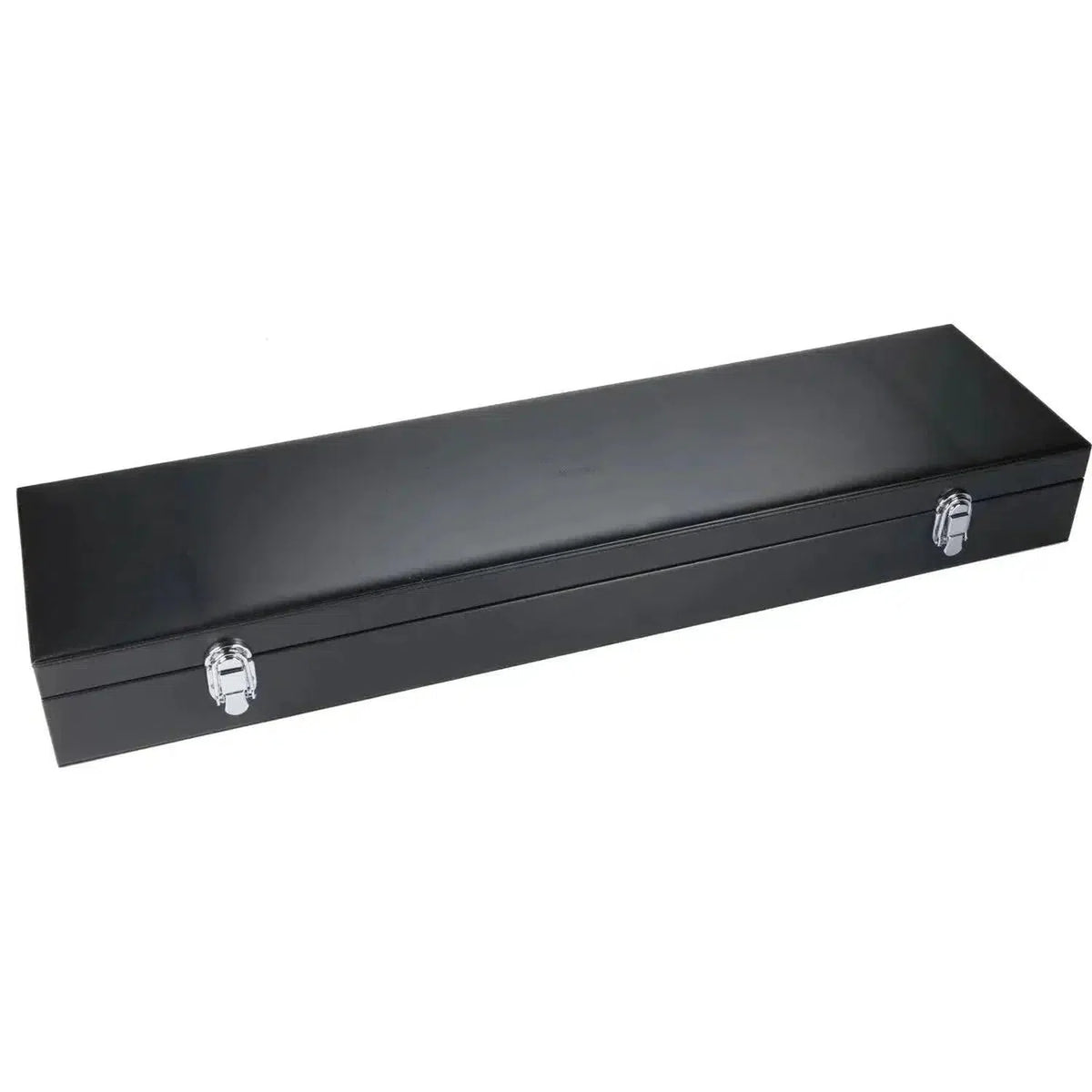 Un estuche negro rectangular cerrado, etiquetado Morel SUPREMO 602, presenta dos pestillos frontales plateados y High End Komponentenlautsprecher sobre fondo blanco.