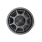 Un subwoofer Morel Ultimo TI SC12 nero con griglia di protezione, 600W RMS, visto dallalto e isolato su uno sfondo bianco.