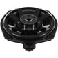 Il Musway CSB-8W è un diffusore subwoofer rotondo da 20 cm, di colore nero, con mozzo centrale e raggi visibili, visto dallalto su sfondo bianco.