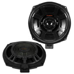 Due altoparlanti rotondi neri per auto, Musway CSB-8W 20 cm BMW Subwoofer, mostrati davanti e dietro con il marchio Musway e il modello CSB-8W visibili.