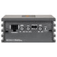 Vooraanzicht van de Musway NX350.2 met de ingangen, de basversterking, de frequentieknoppen, de crossover en de LED’s voor stroom en beveiliging.