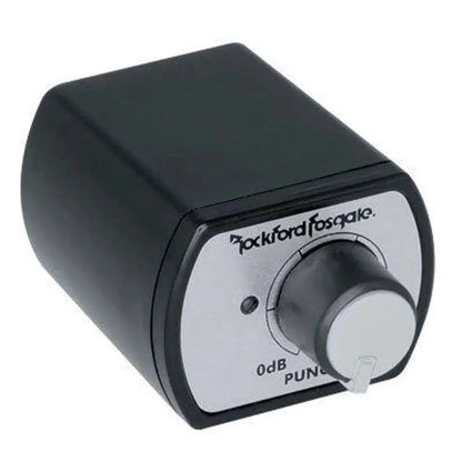 Il Rockford Fosgate Power / Punch PEQ è un telecomando per bassi di colore nero e argento con contrassegno 0dB e logo PUNCH, ideale per laumento dei bassi a 45 Hz sugli amplificatori Punch Power compatibili.
