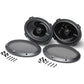 Deux enceintes Rockford Fosgate Punch P1692 6x9 à 2 voies, ovales et noires, avec grilles, vis et supports sur fond blanc.