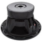 Rockford Fosgate Punch P3D2-12/P3D4-12 12 subwoofer, large magnet, VAST technology, rear view shows basket, motor, and red/silver terminals on white background.
