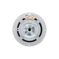 Een close-up van de Scanspeak Automotive Silver 10M/4614G06 4-inch midrange laat het metalen frame, het neodymium-magneetsysteem, de aansluitklemmen en de bevestigingsgaten zien.