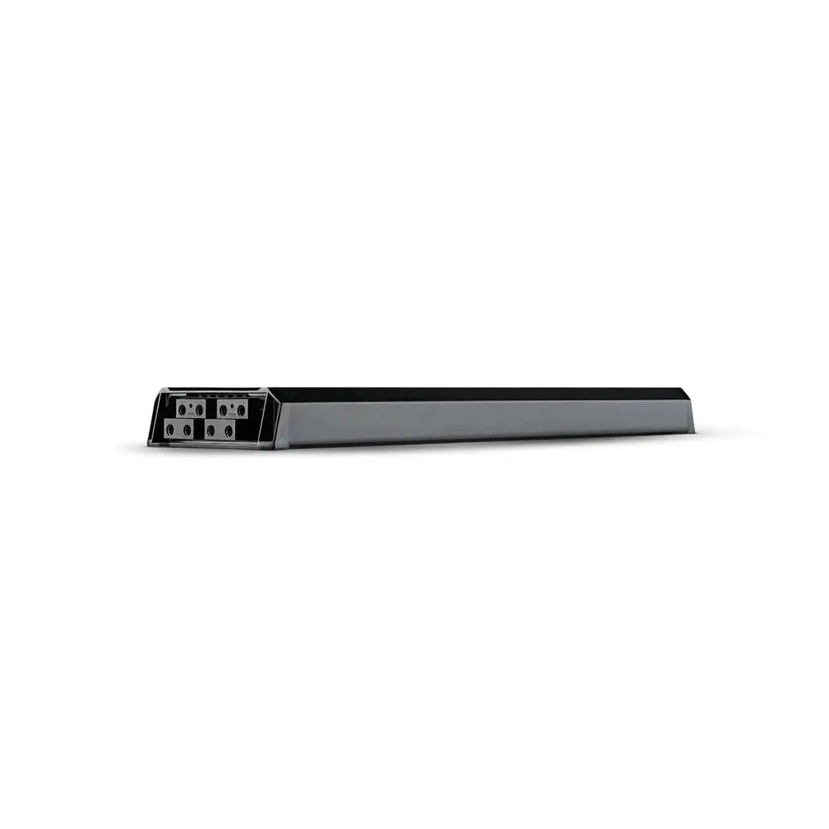 A black power strip with four outlets—perfect for powering your Soundigital 20000.1 EVOX or similar devices on a plain white background.