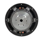 Close-up of the back of a Xcelsus Ultra XAS12 12-inch subwoofer, showing its metal frame, mounting holes, and dual 2 x 4 Ohm input terminals.